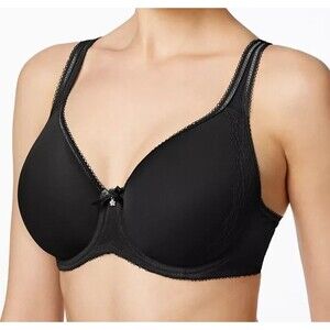 Wacoal 855186 Retro Chic Size 32DD Full Figure Underwire Bra Black